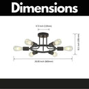 6 Lamps Modern Sputnik Lamp Semi Recessed Chandelier Black