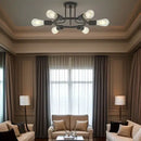 6 Lamps Modern Sputnik Lamp Semi Recessed Chandelier Black