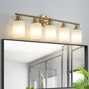 5 Lamps Gold Bathroom Vanity Lamp, Frosted Glass Shade, Modern Wall Mounted Lighting - No Bulbs Unavailable Platforms- Temu