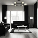 6 Lamps Modern Sputnik Lamp Semi Recessed Chandelier Black