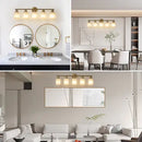 5 Lamps Gold Bathroom Vanity Lamp, Frosted Glass Shade, Modern Wall Mounted Lighting - No Bulbs Unavailable Platforms- Temu